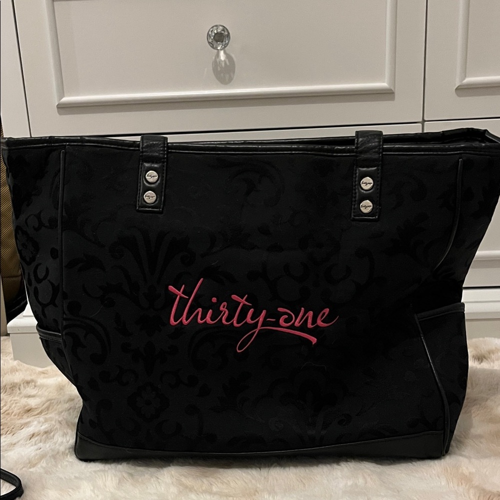 Thirty-One Black and Pink Tote Bag